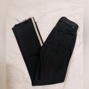 Mother Denim Insider Crop Fray in “Guilty Racer” Black 24